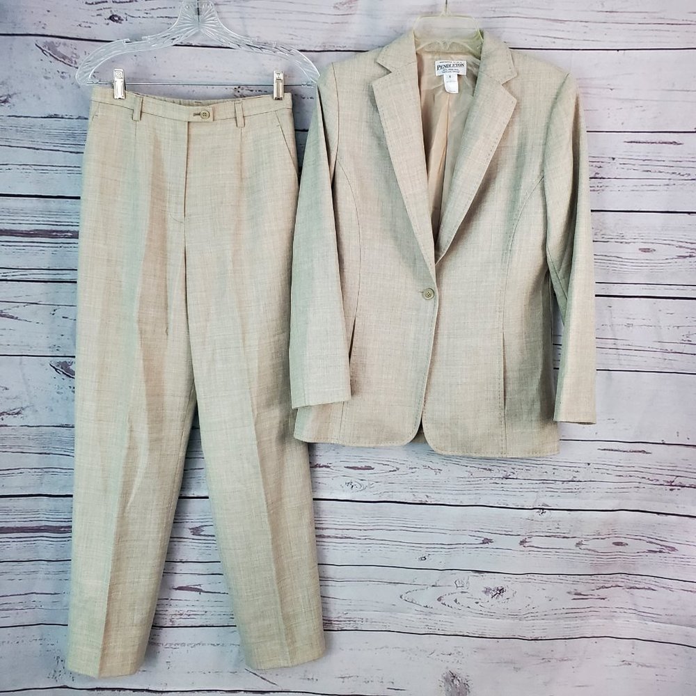 Vintage Pendleton 100% Virgin Wool Pant Suit Sz 6